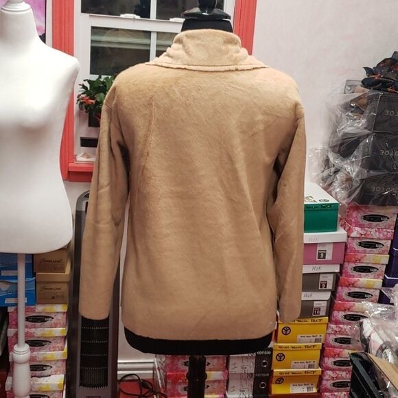 Honey Brown Faux Fur Teddy Jacket sz 14 Lightweight NWT - Picture 5 of 11